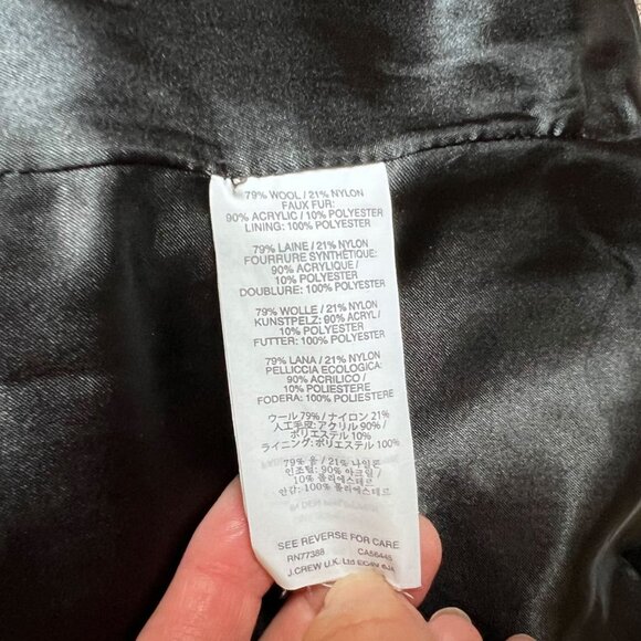 J. CREW Chateau Parka in Stadium Cloth Nello Gori Black Sz 2 - Picture 7 of 7